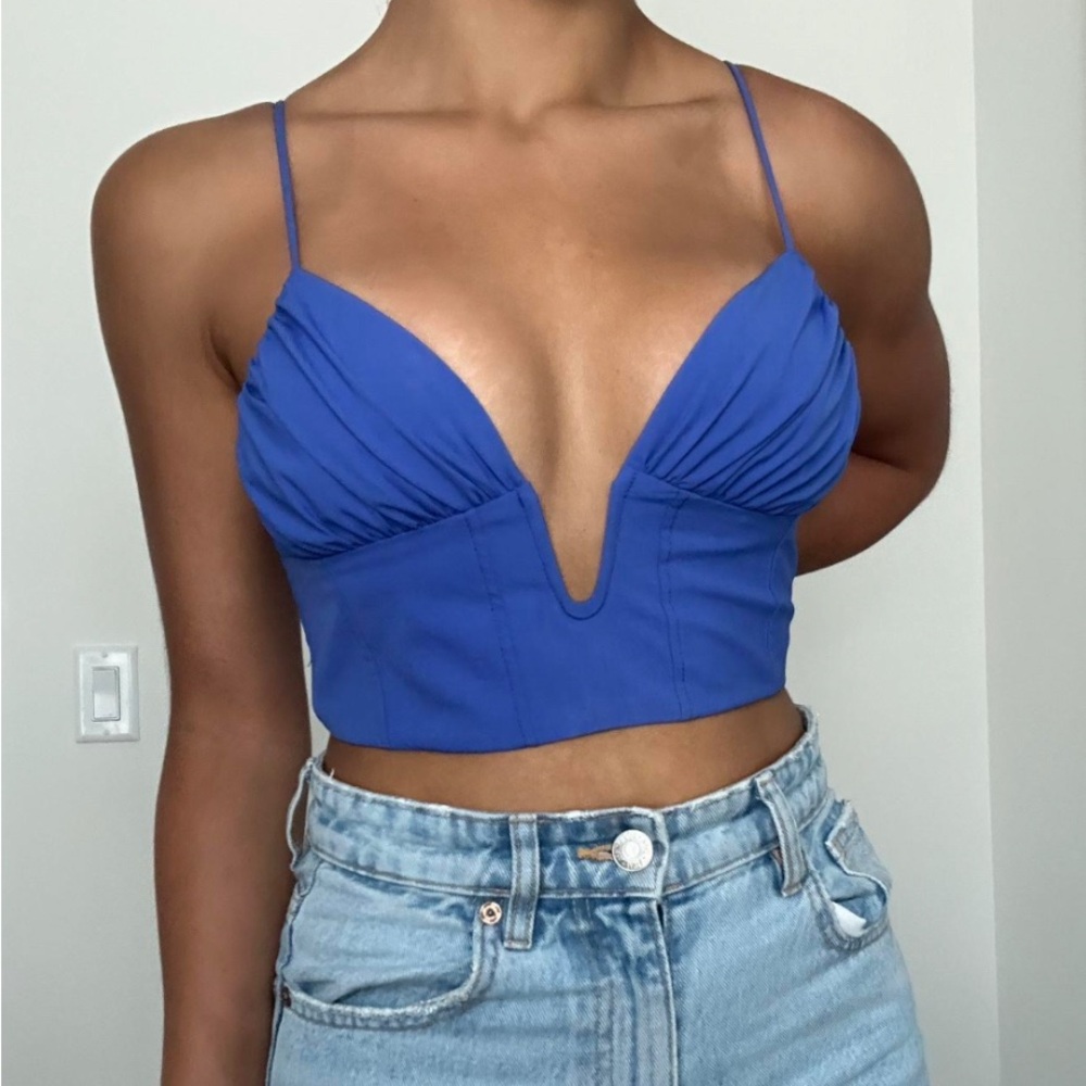 Zara corset low cut crop top.